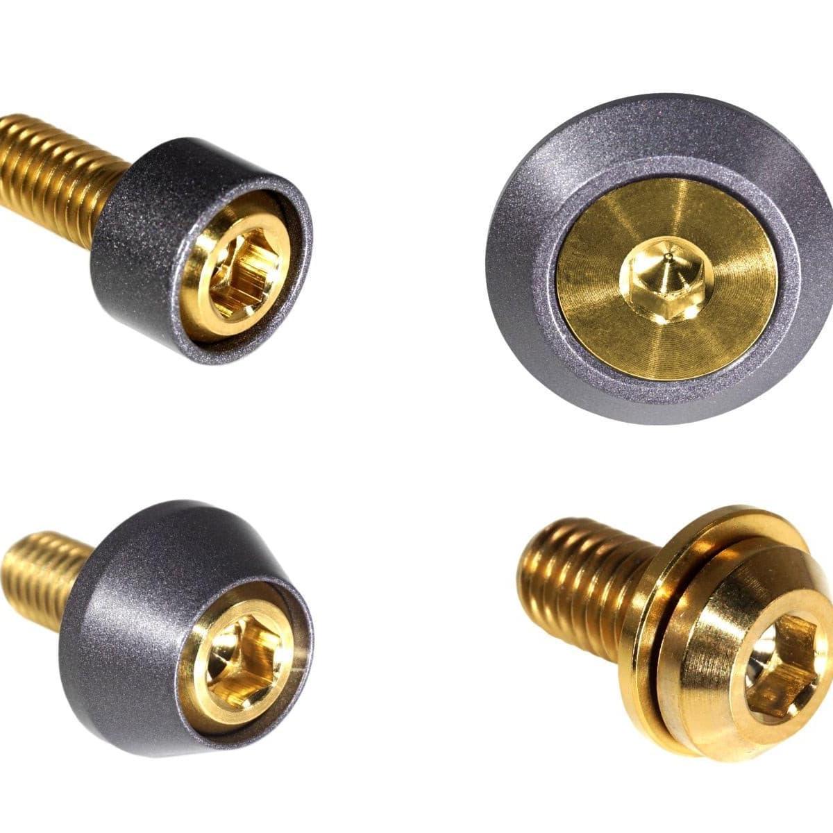 ZSPEC Hood Latch & Hinges Fasteners for '22+ Nissan Frontier D41, Titanium & Billet - Gold w/Gunmetal