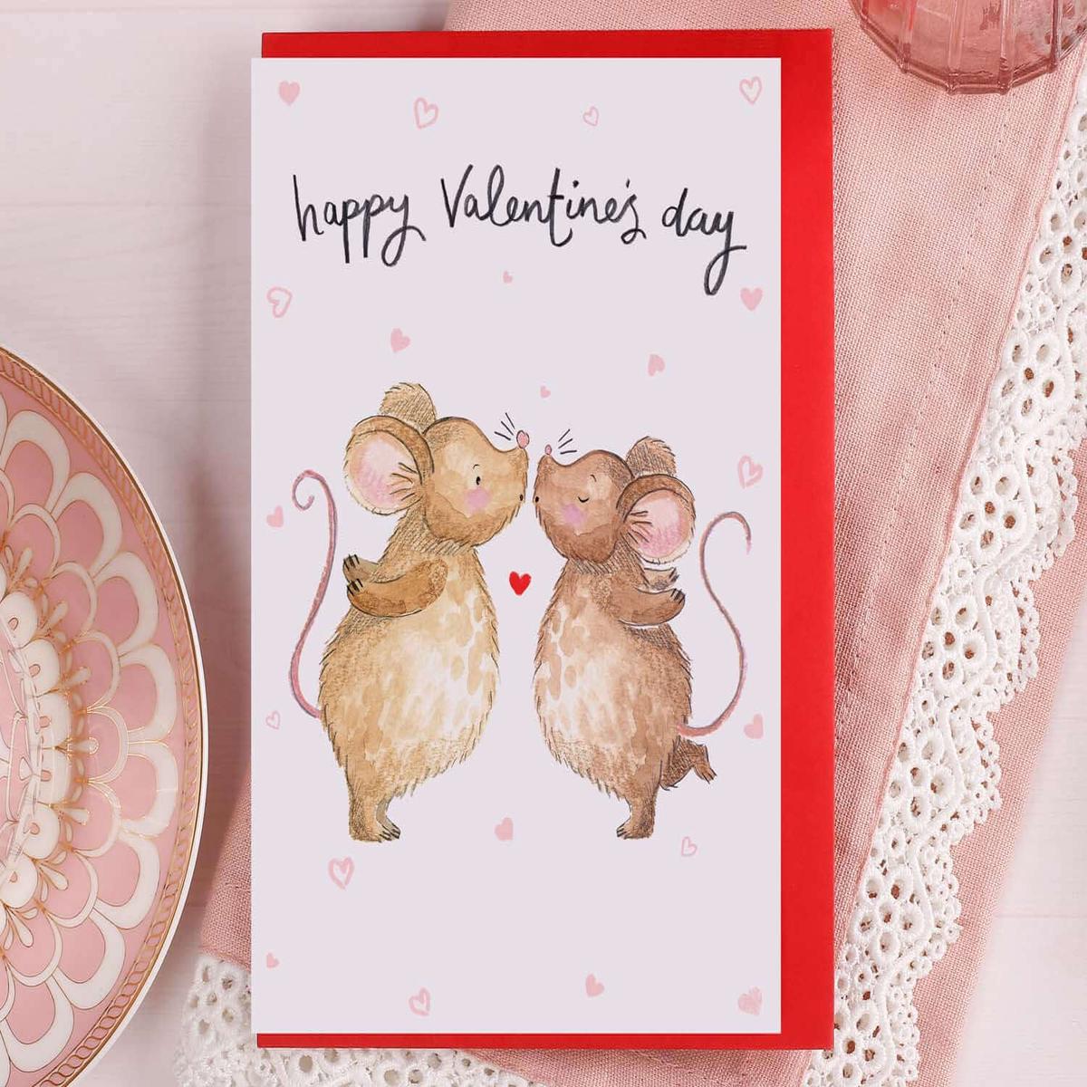 Mice Kissing Valentine Card